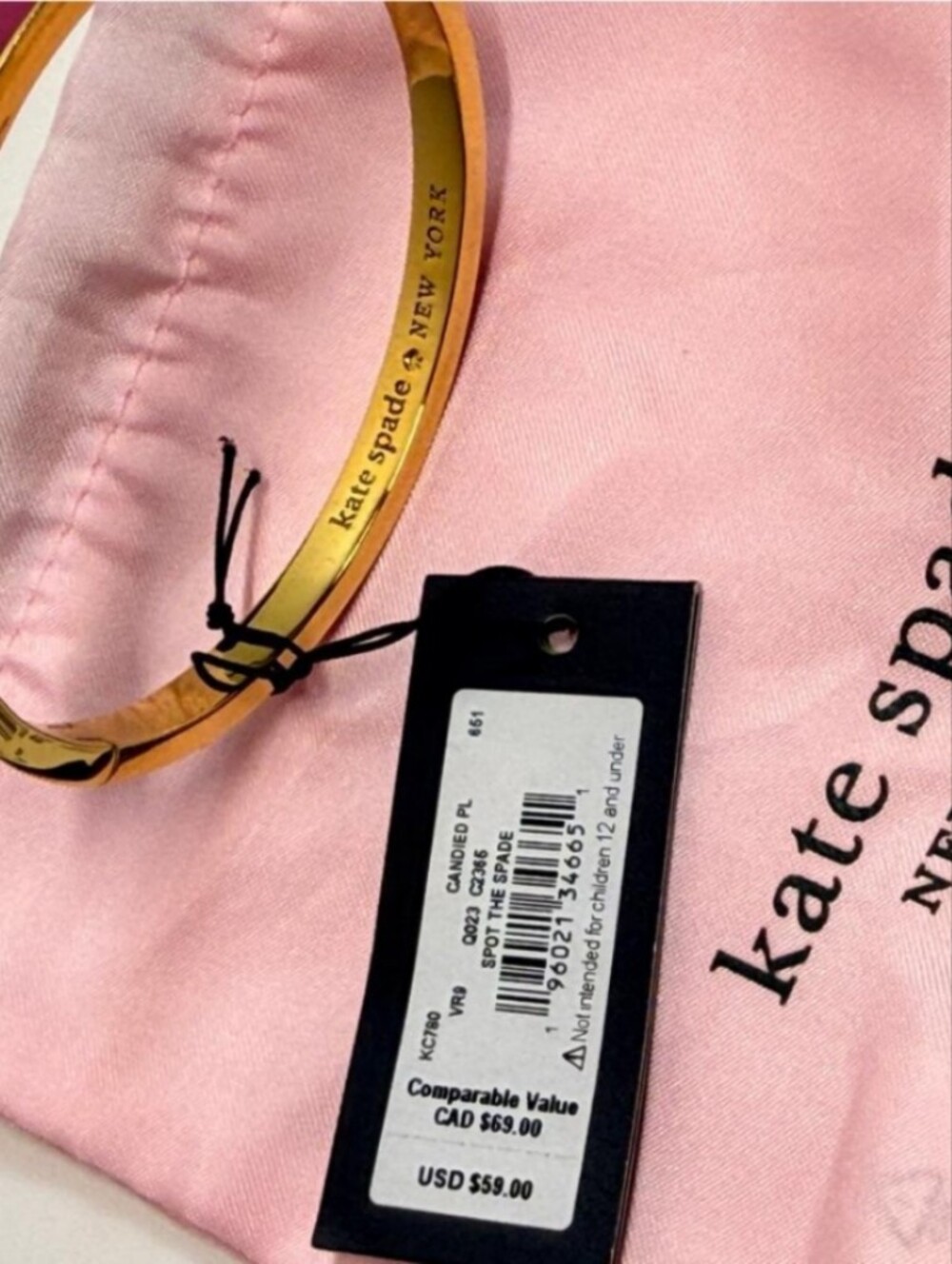 kate spade Hot Pink Enamel Bangle with Gold Spade Motifs - Picture 5 of 5